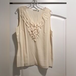 Halogen Cream Ruffled Sleeveless Blouse